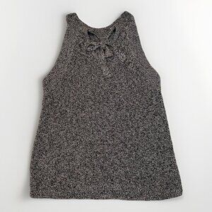 Ann Taylor Women's Sleeveless Tank Top Size M Gray Cotton Pullover Vest Bow EUC